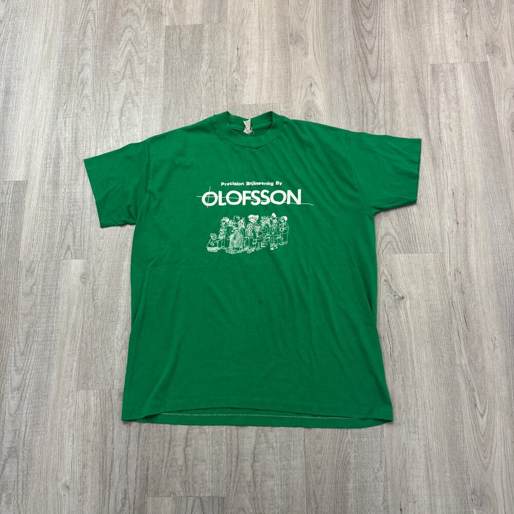 Vintage Olofsson Engineering Shirt Men's Extra Large XL Green 1980s USA 80s
